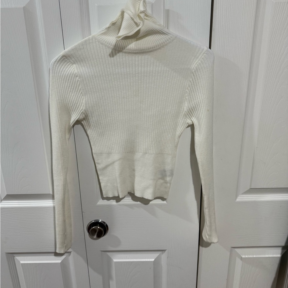 Shein Cream Ribbed Knit Top